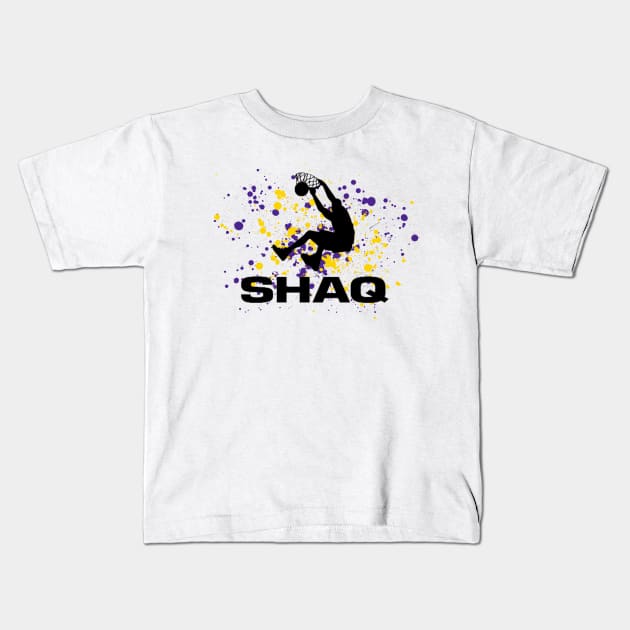 Shaq Laker Purple and Gold Kids T-Shirt by MrPhilFox